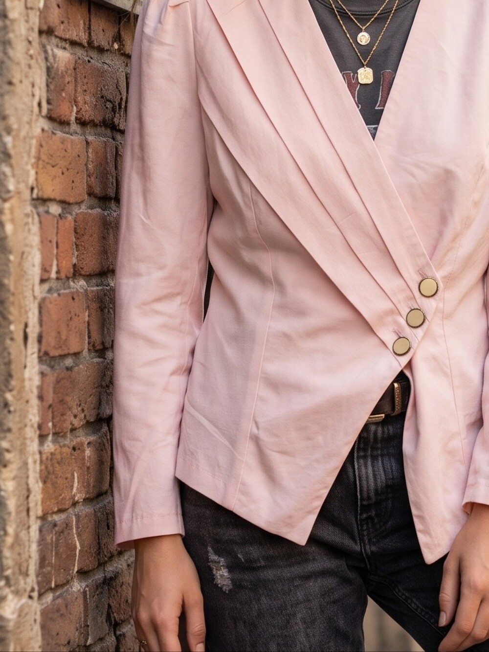 Vintage 80s Chablis Drape Pleated Asymmetrical Blouse Blazer Top Indie Sleaze
